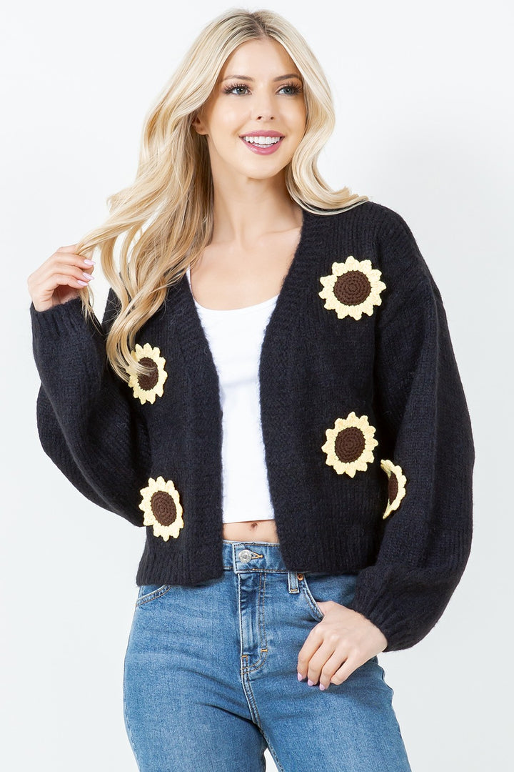 Sunflower Bliss Knit Cardigan Black