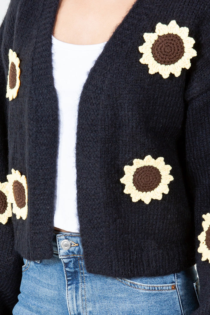 Sunflower Bliss Knit Cardigan Black