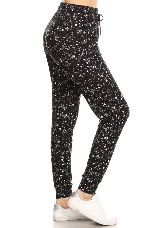 Star Print Drawstring Detail Joggers