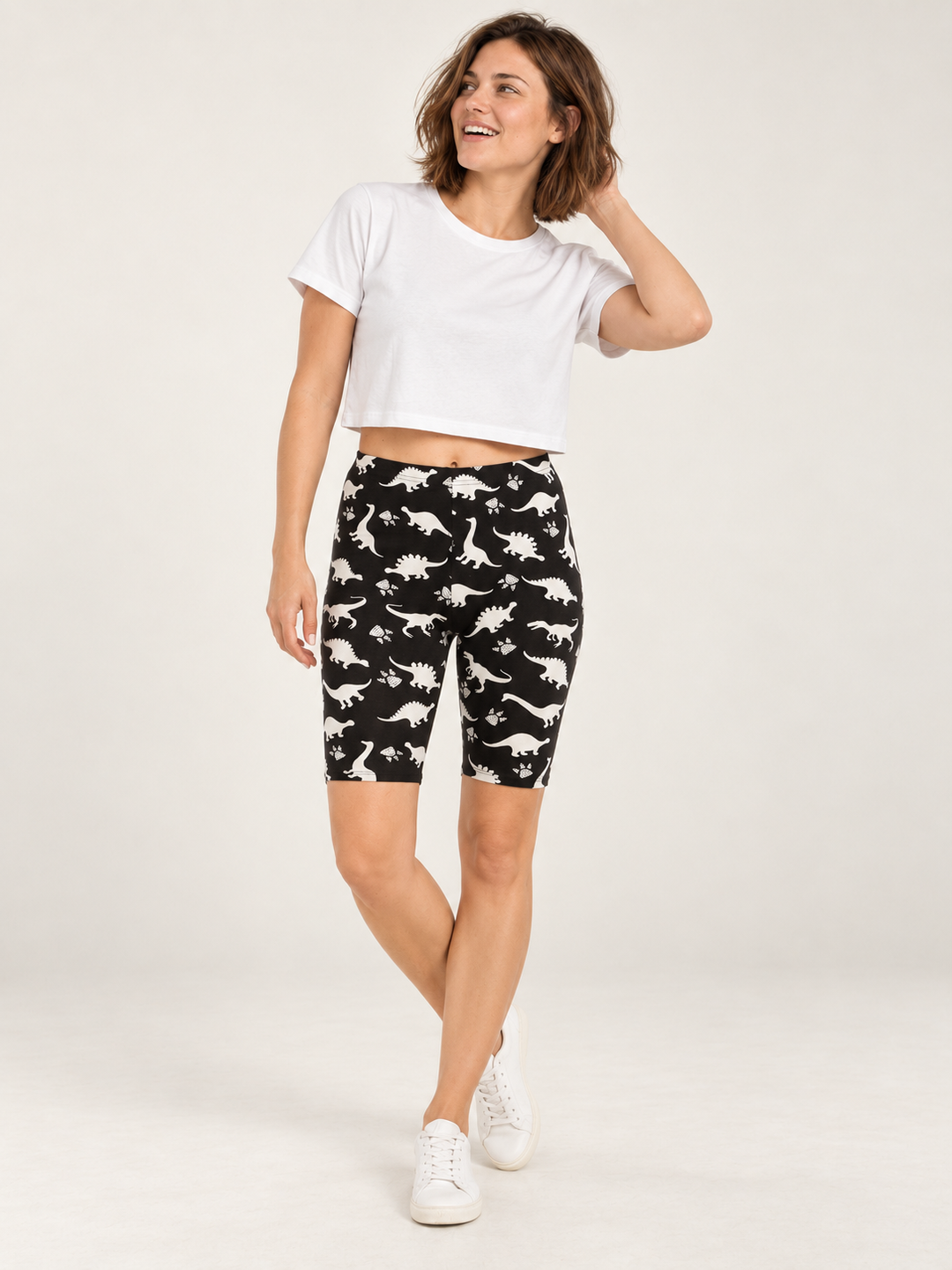 Dinosaur Biker Shorts full-body front view