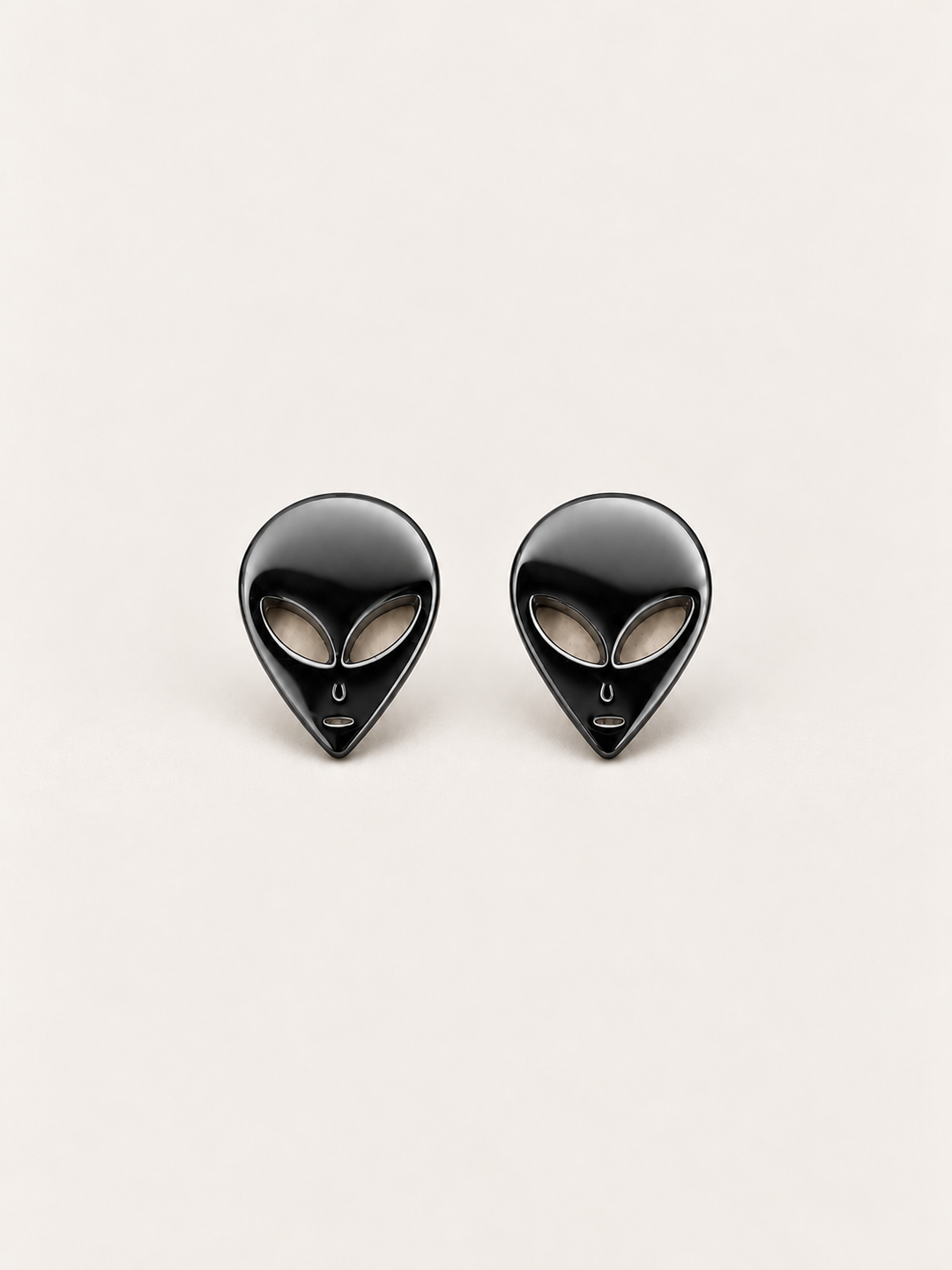 Black Alien Head Stud Earrings in stainless steel