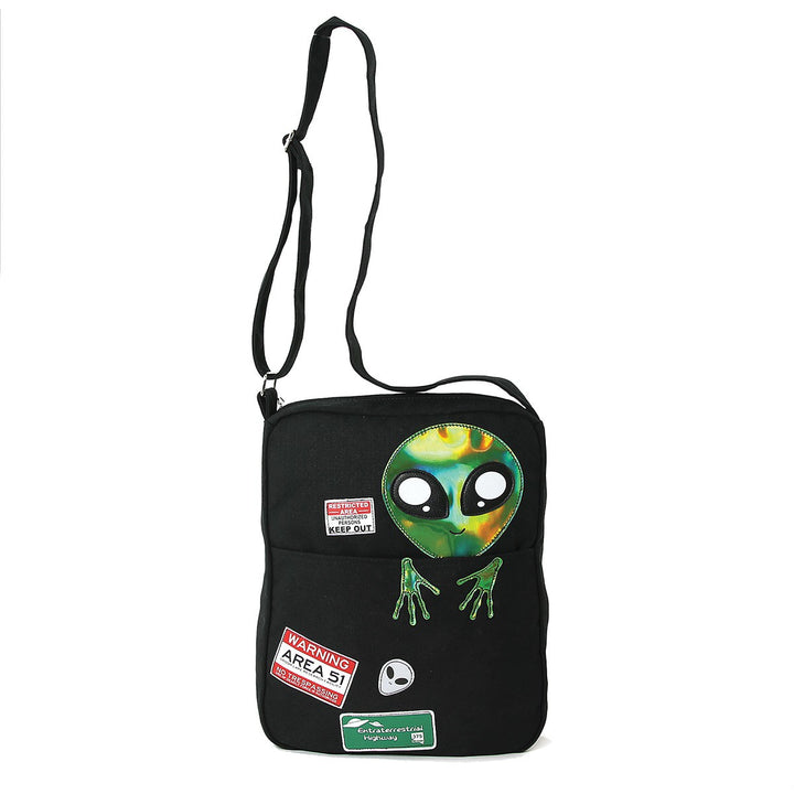 Peeking Alien Canvas Bag