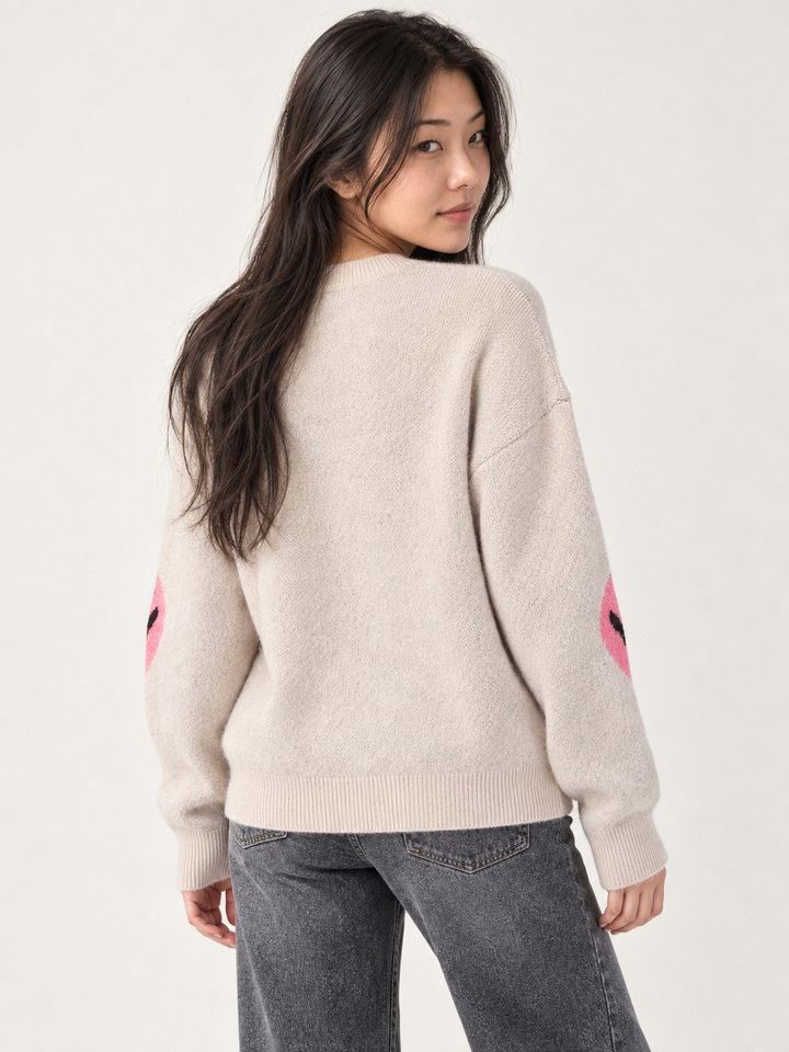 Back view of Alien Sweater Ecru on model