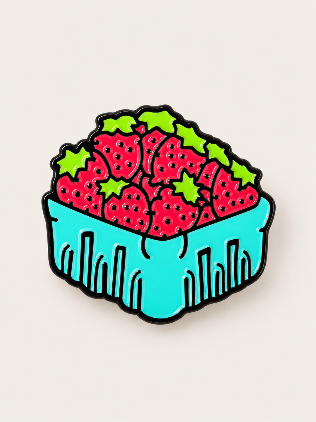 Basket of Strawberries Pin shown on a warm neutral background