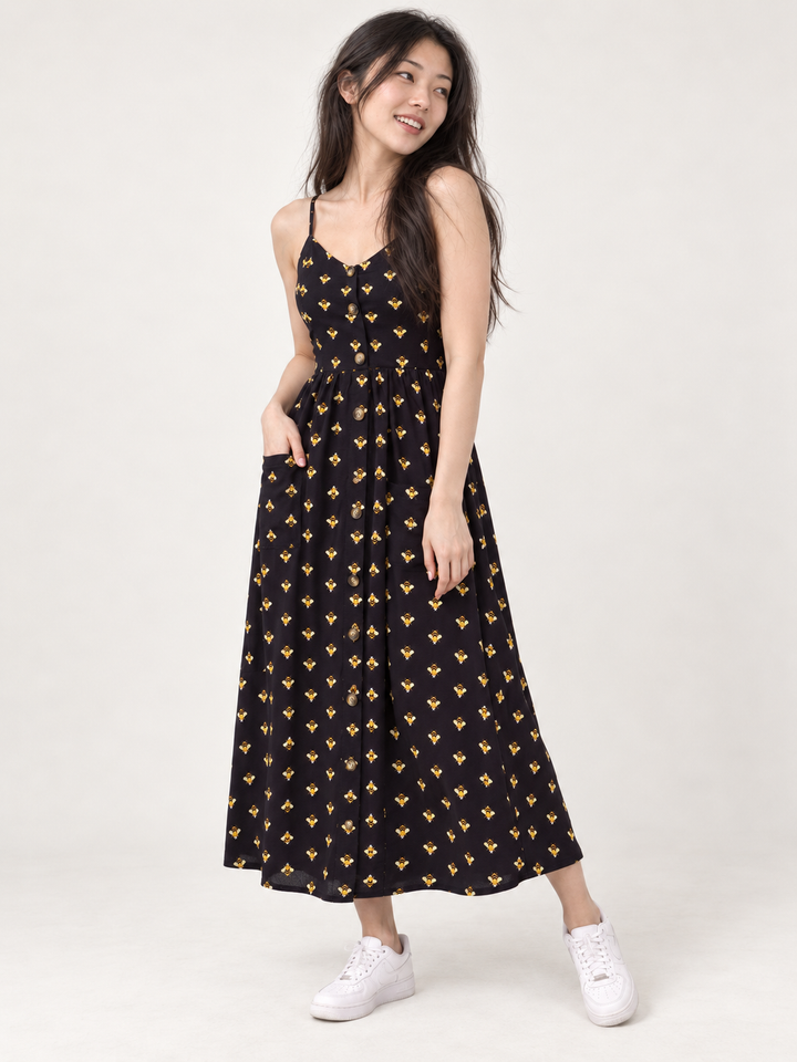 Bee Faux Button Down Dress 45-degree view
