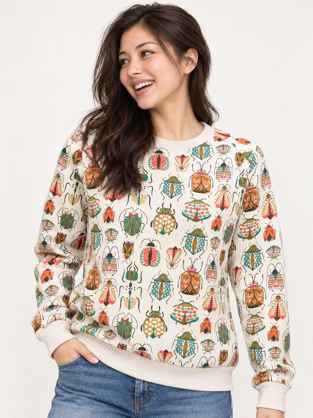 Beetles Sweatshirt front view on model