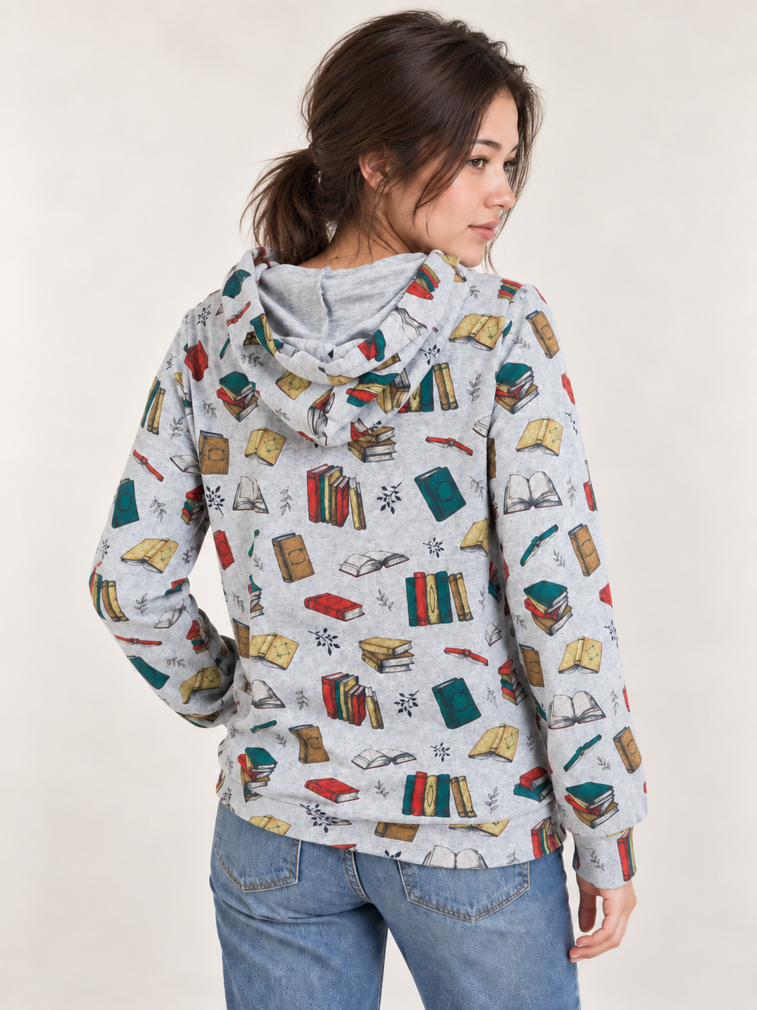 Books Hoodie back view on model