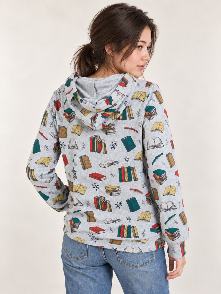 Books Hoodie back view on model