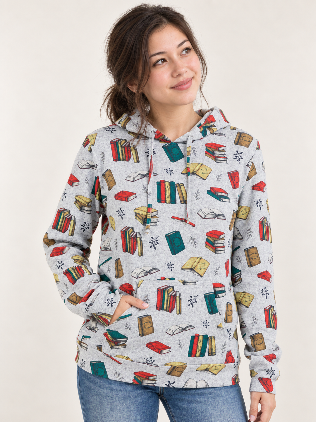 Books Hoodie front view on model