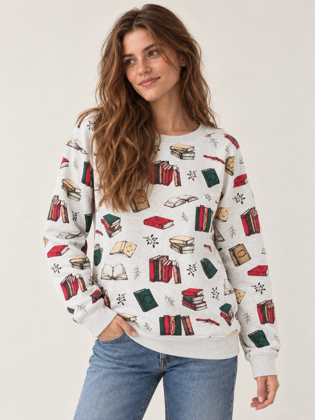 Books Sweatshirt front view on model