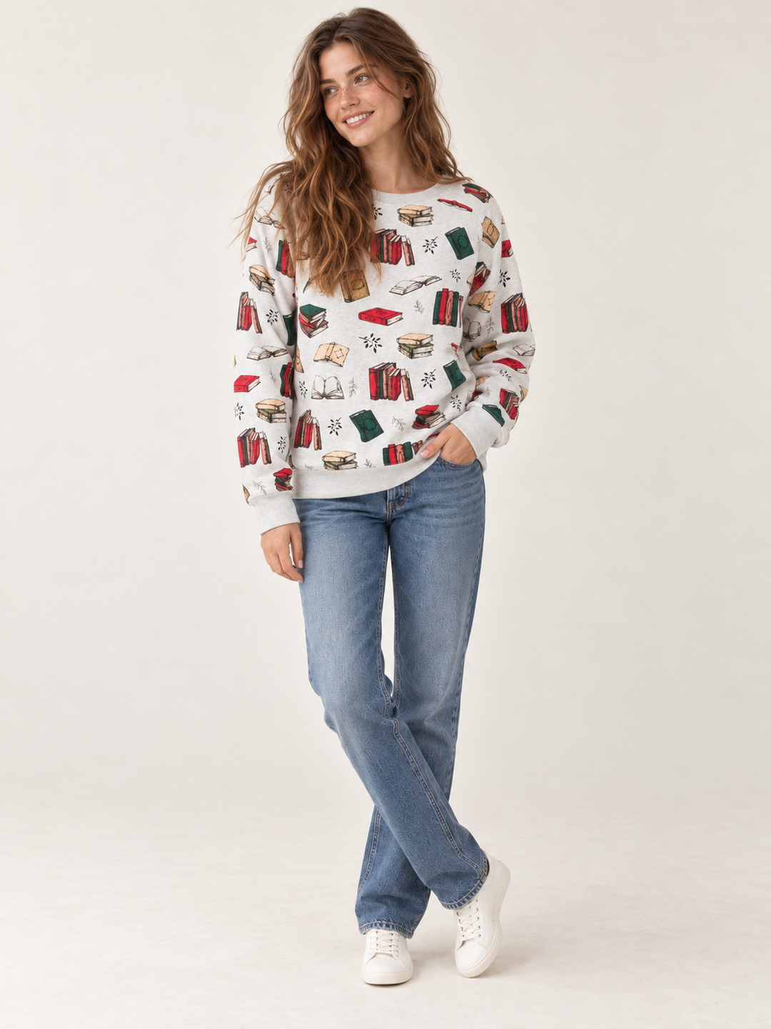Books Sweatshirt full-body view on model