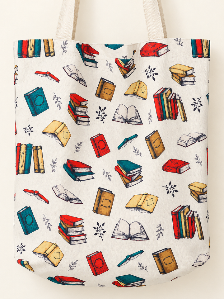 Close-up of Books Tote Bag pattern