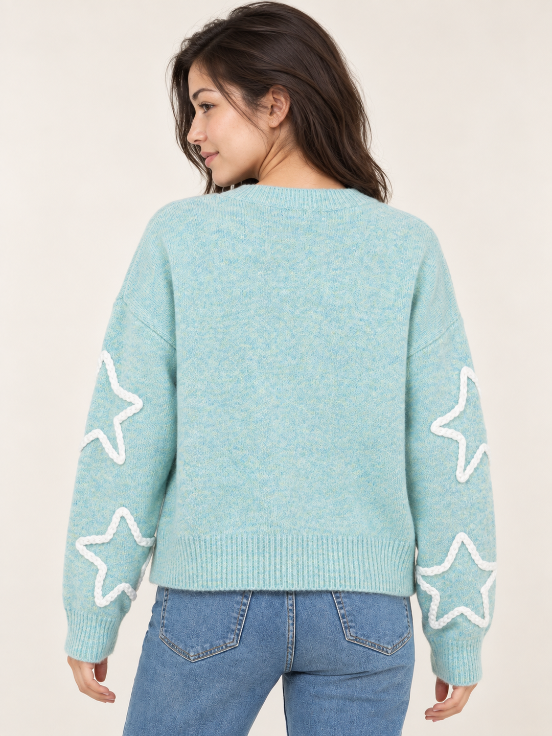 Braided Star Sweater Mint back view