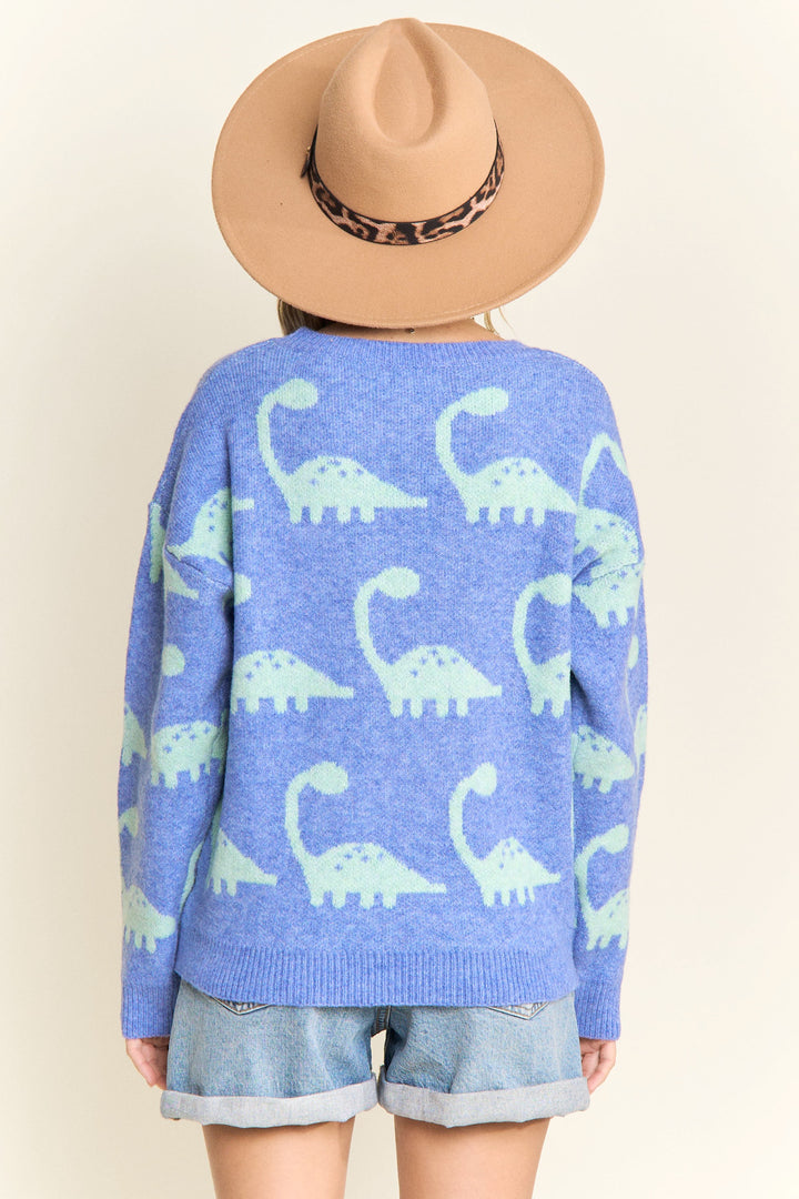 Dinosaur Brontosaurus Sweater Blue