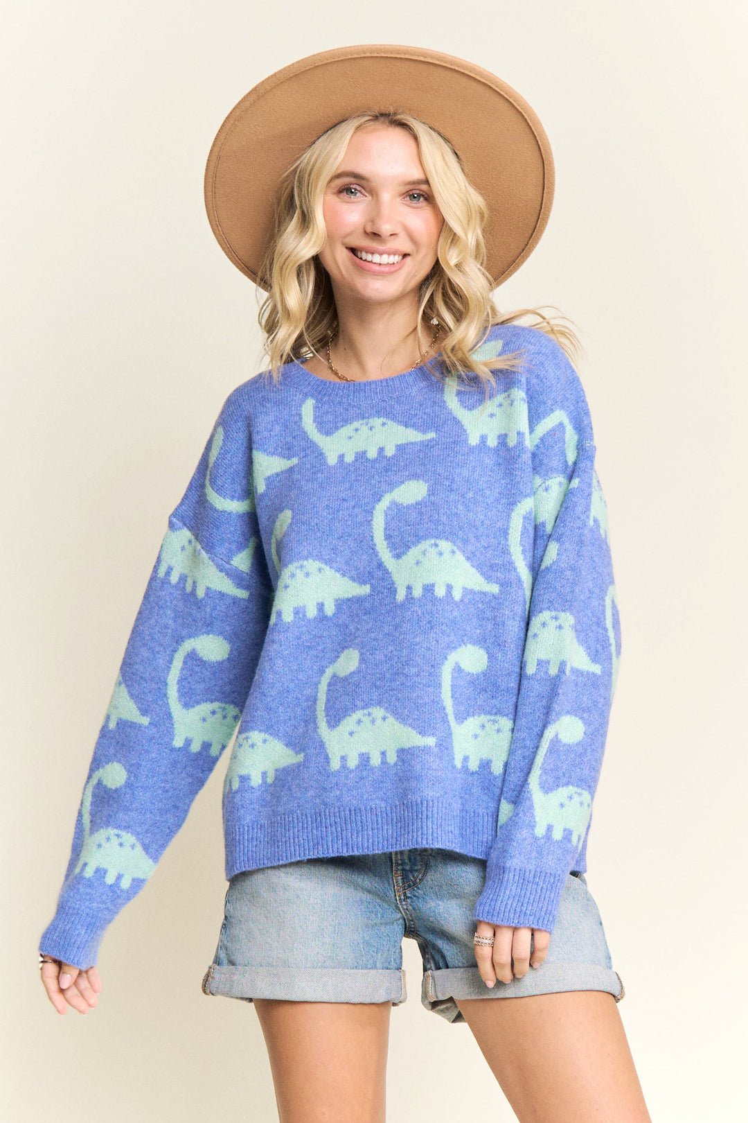 Dinosaur Brontosaurus Sweater Blue