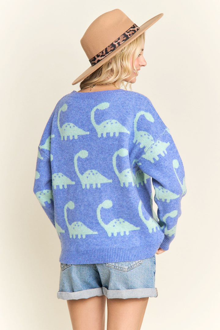 Dinosaur Brontosaurus Sweater Blue