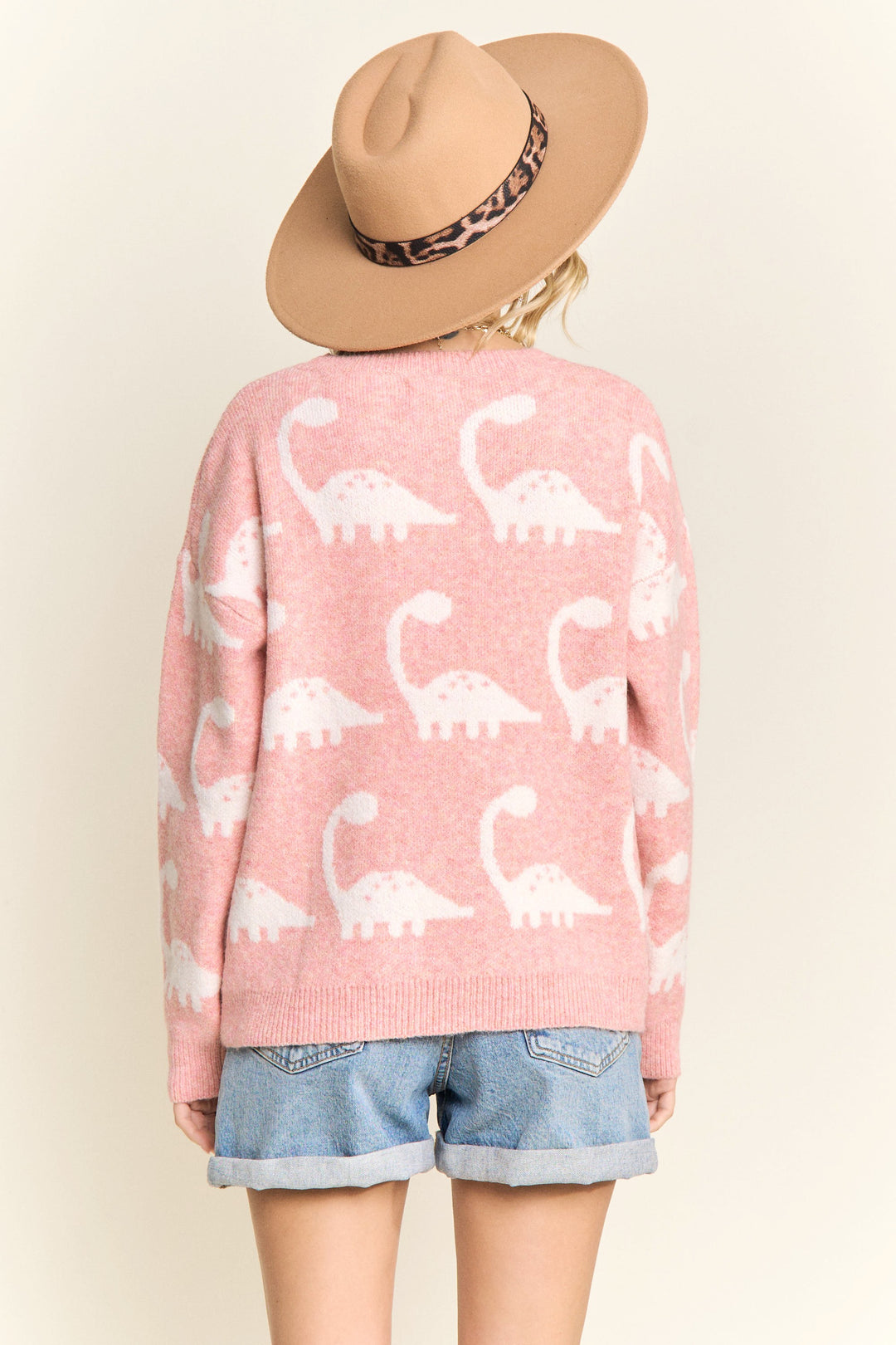 Dinosaur Brontosaurus Sweater Pink