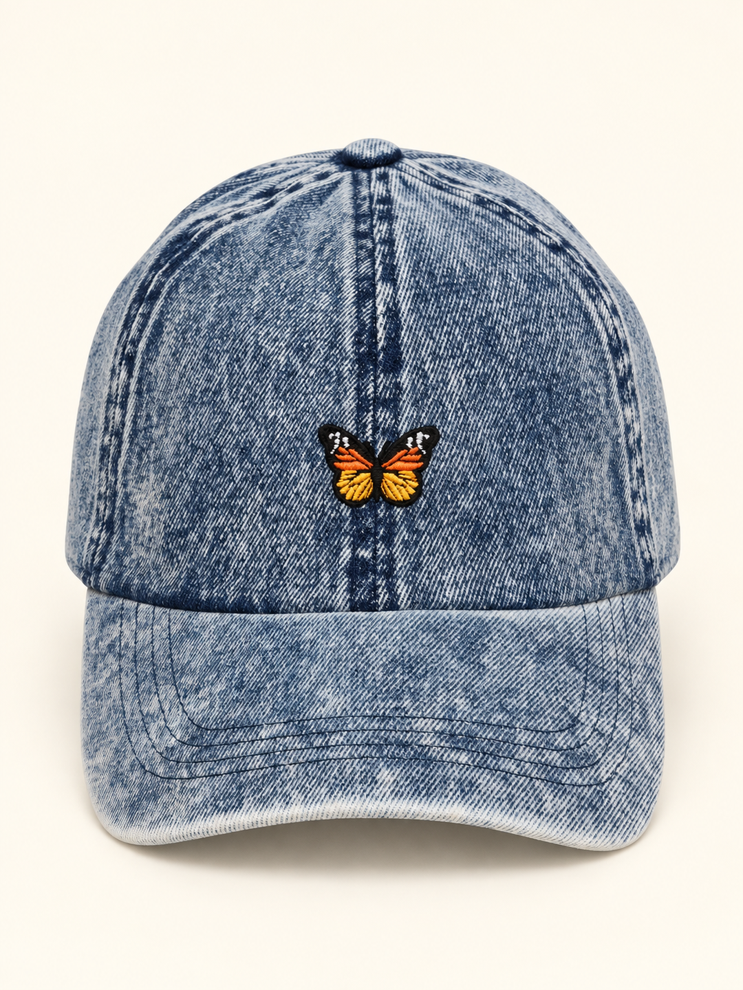 Butterfly Hat Washed Denim front view