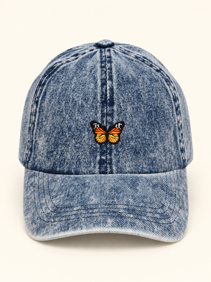 Butterfly Hat Washed Denim front view