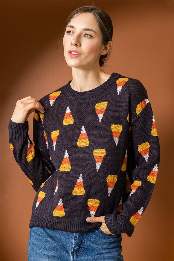 Candy Corn Sweater Charcoal