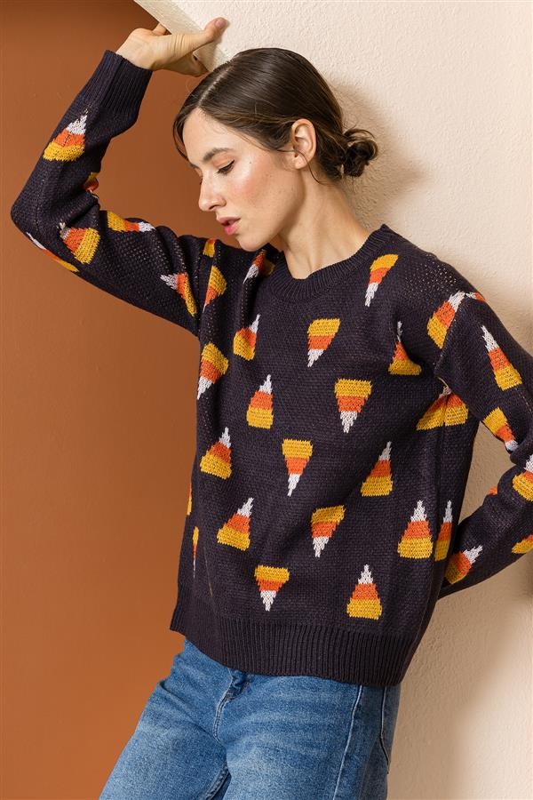 Candy Corn Sweater Charcoal