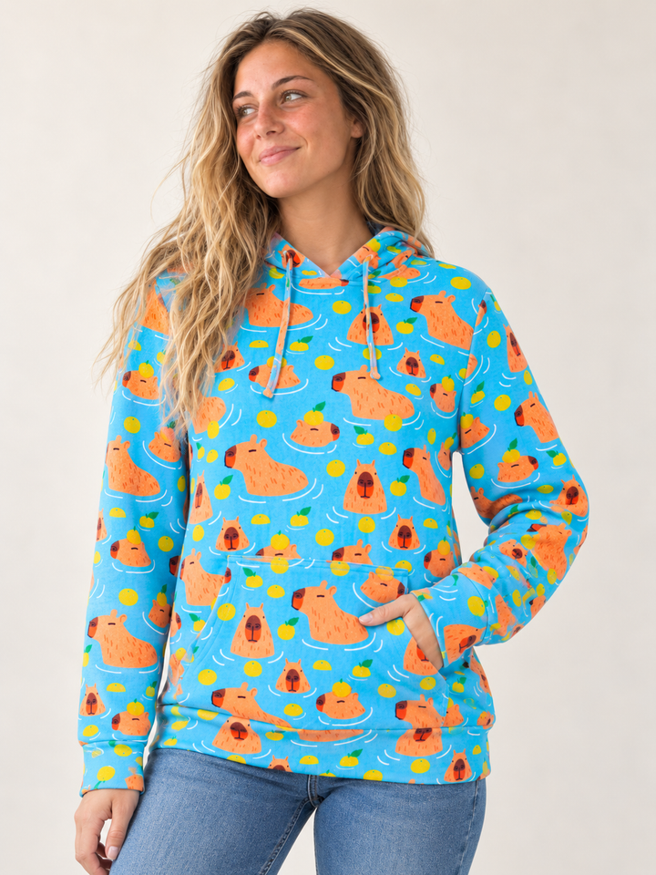 Capybara Hoodie front view on model