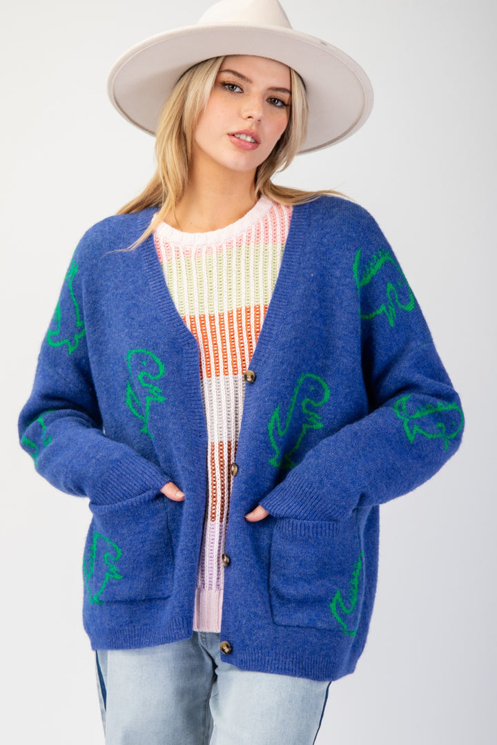 Dinosaur Blue Cardigan