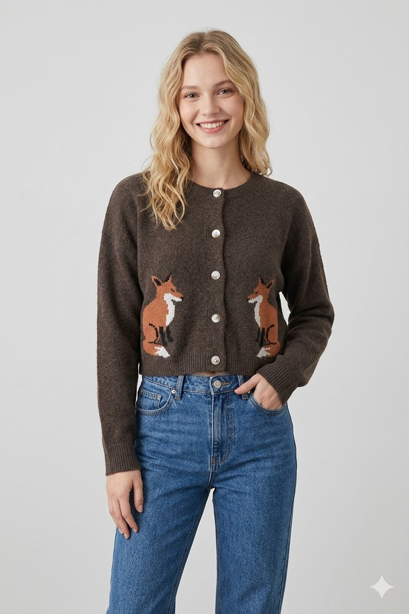Fox Cardigan Brown