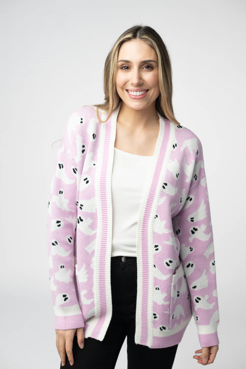 Halloween Cardigan Lilac Ghost
