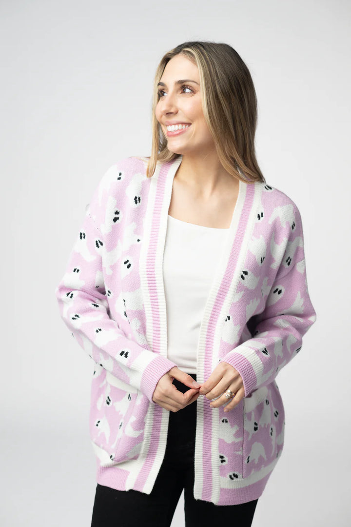 Halloween Cardigan Lilac Ghost