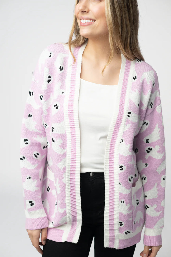 Halloween Cardigan Lilac Ghost