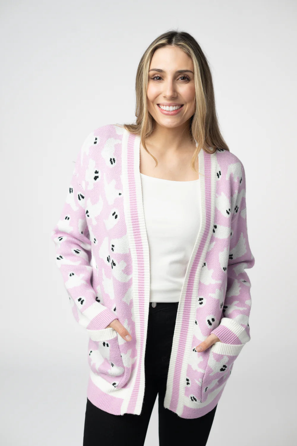 Halloween Cardigan Lilac Ghost