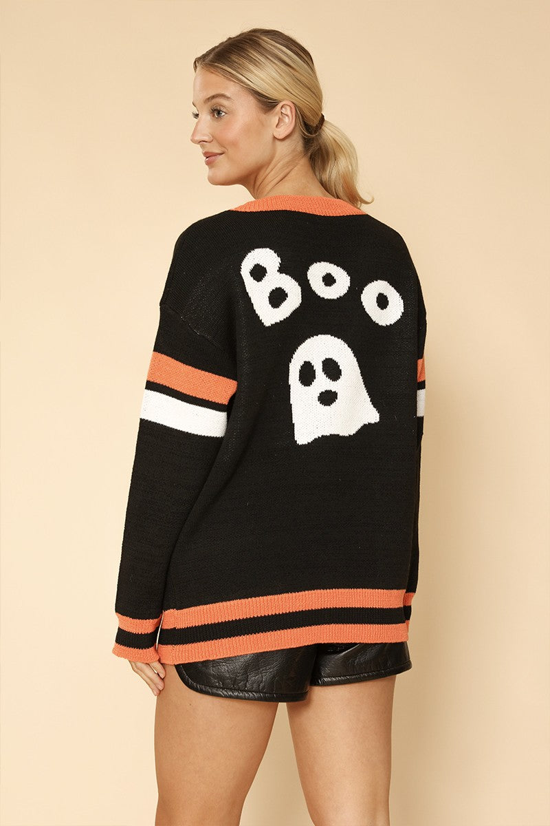 Halloween Cardigan Boo Ghost