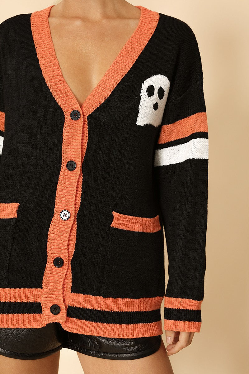 Halloween Cardigan Boo Ghost