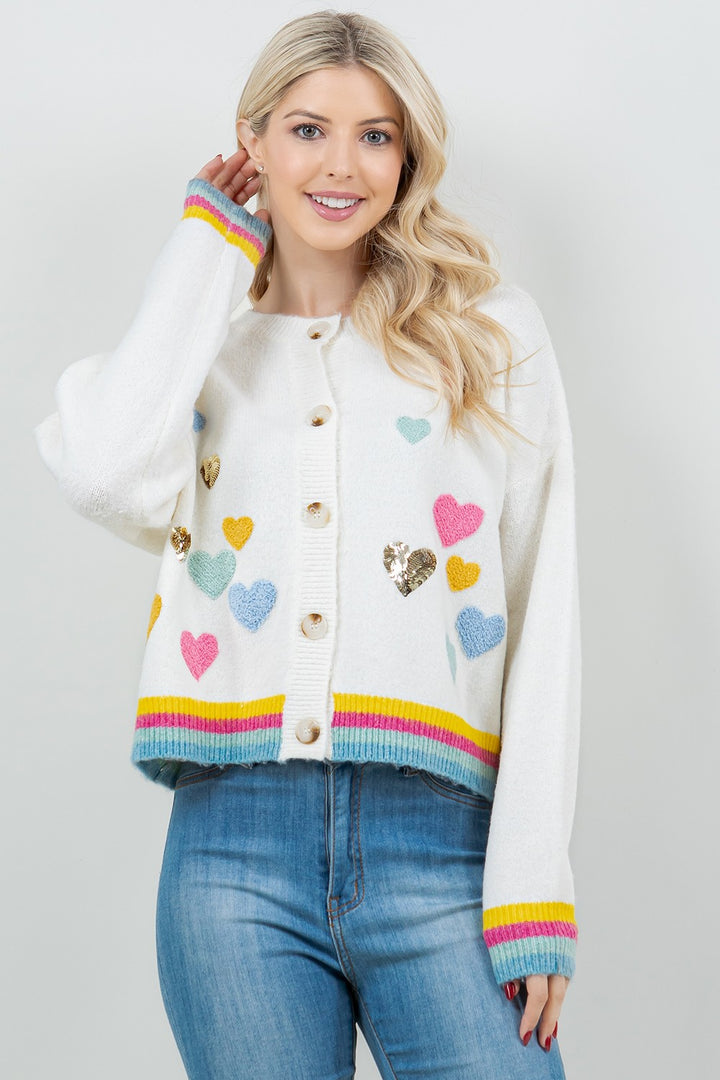 Heart Sequin Cardigan