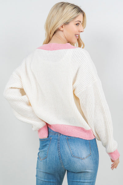 Strawberry Button Up Cardigan Pink