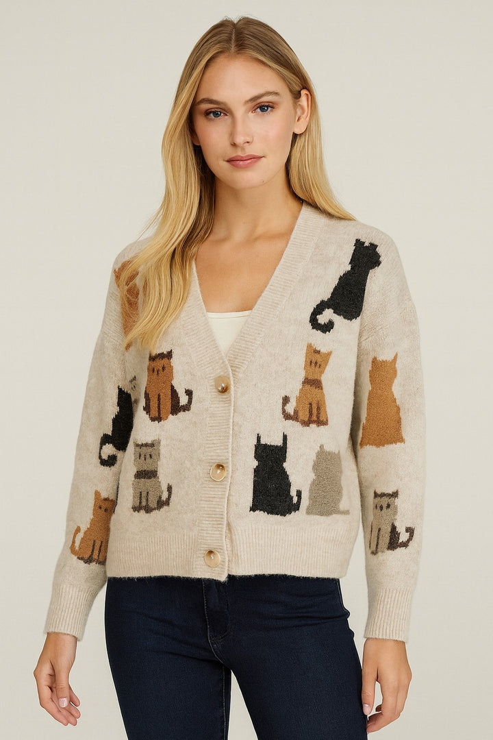 Cat Cardigan Taupe