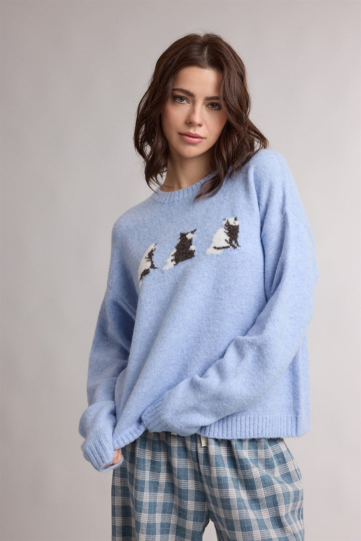 Cat Sweater Blue