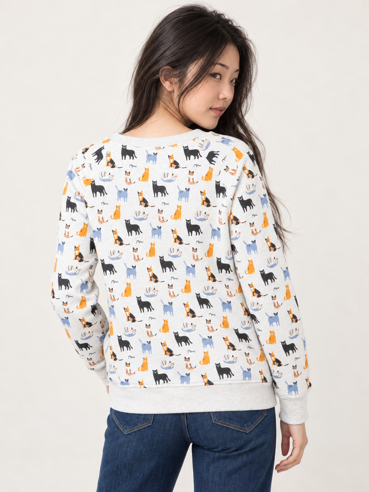 Cat Sweatshirt back view on model