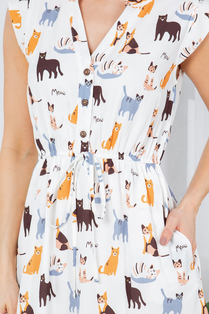 Cat V-neck Dress