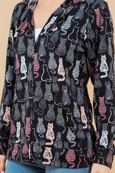Colorful Cat Zip Up Hoodie