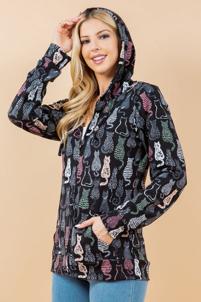 Colorful Cat Zip Up Hoodie