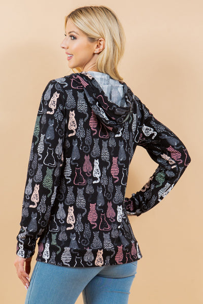 Colorful Cat Zip Up Hoodie