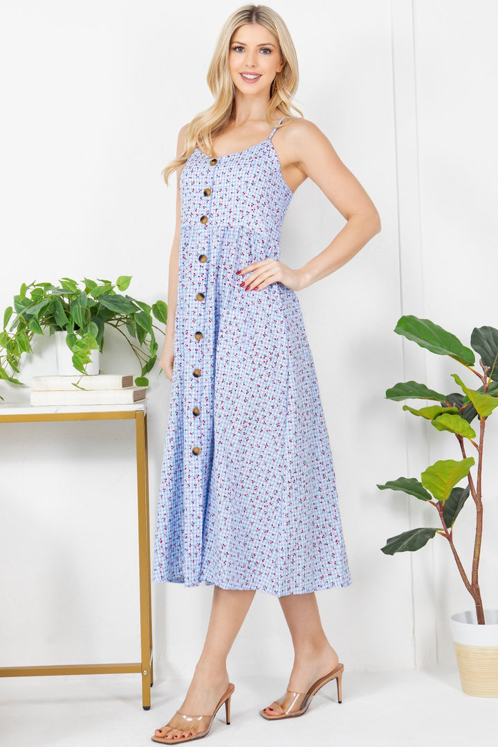 Cherry Checkered Faux Button Down Dress