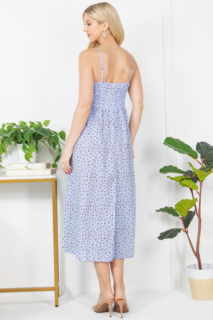 Cherry Checkered Faux Button Down Dress
