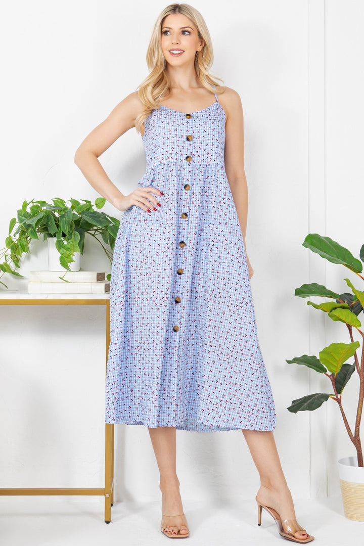 Cherry Checkered Faux Button Down Dress
