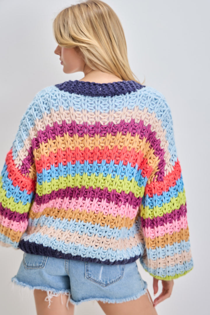 Chunky Rainbow Knit Cardigan