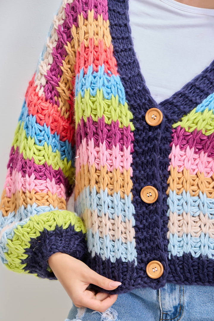 Chunky Rainbow Knit Cardigan
