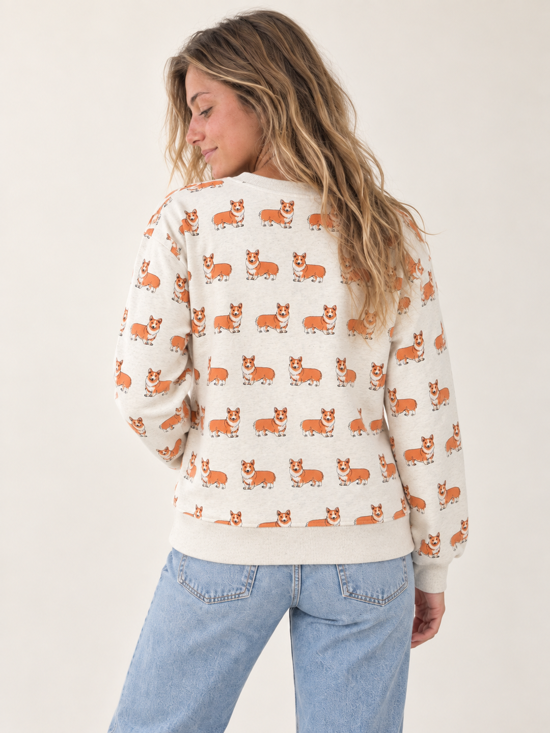 Corgi Sweatshirt back view on model