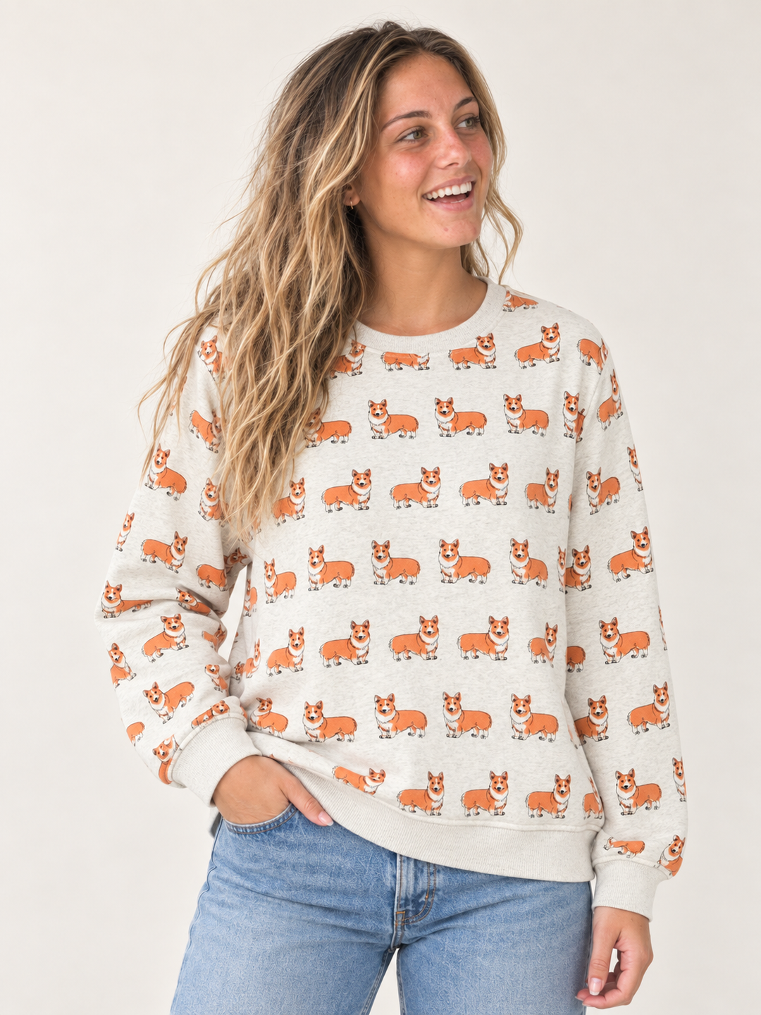 Corgi Sweatshirt front view on model